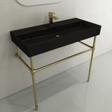 BOCCHI Milano 40" Rectangle Wallmount Fireclay Bathroom Sink, Matte Black, Single Faucet Hole, 1378-004-0126
