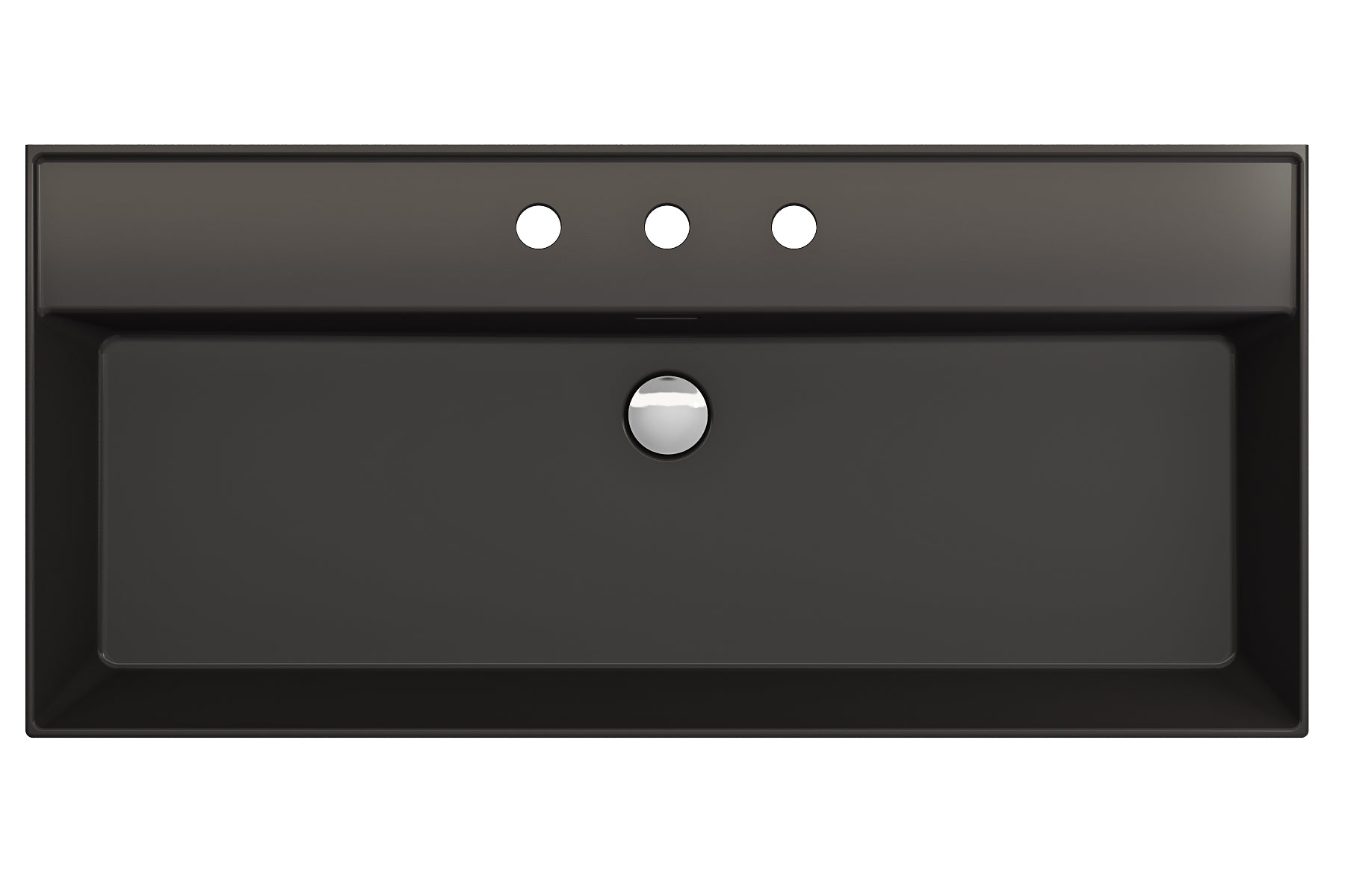 BOCCHI Milano 40" Rectangle Wallmount Fireclay Bathroom Sink, Matte Black, 3 Faucet Hole, 1378-004-0127