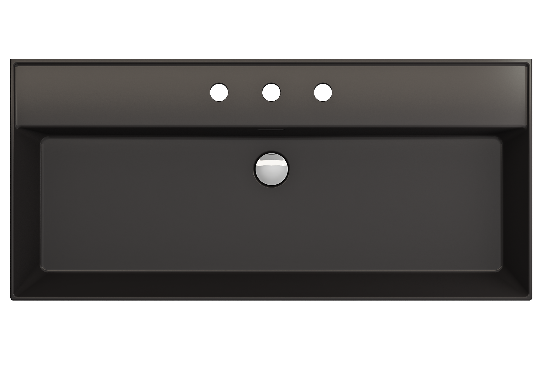 BOCCHI Milano 40" Rectangle Wallmount Fireclay Bathroom Sink, Matte Black, 3 Faucet Hole, 1378-004-0127