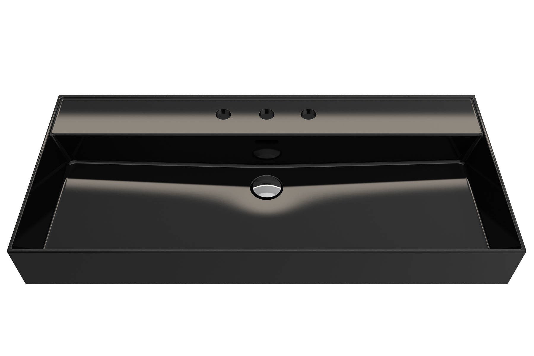 BOCCHI Milano 40" Rectangle Wallmount Fireclay Bathroom Sink, Black, 3 Faucet Hole, 1378-005-0127