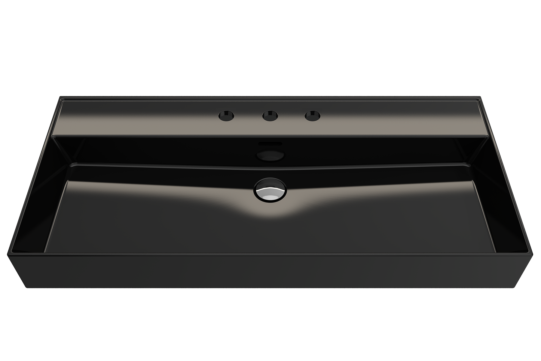 BOCCHI Milano 40" Rectangle Wallmount Fireclay Bathroom Sink, Black, 3 Faucet Hole, 1378-005-0127