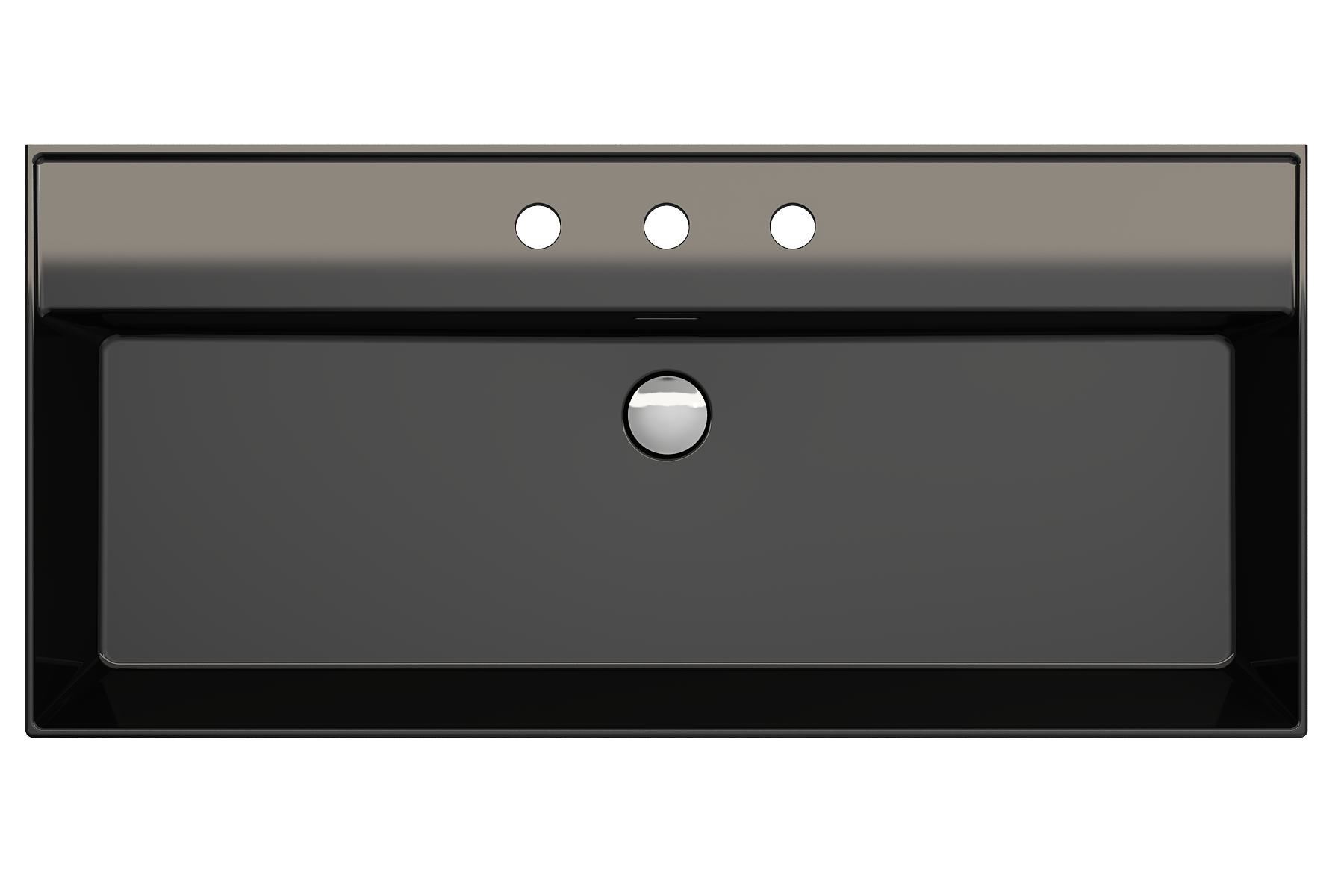 BOCCHI Milano 40" Rectangle Wallmount Fireclay Bathroom Sink, Black, 3 Faucet Hole, 1378-005-0127