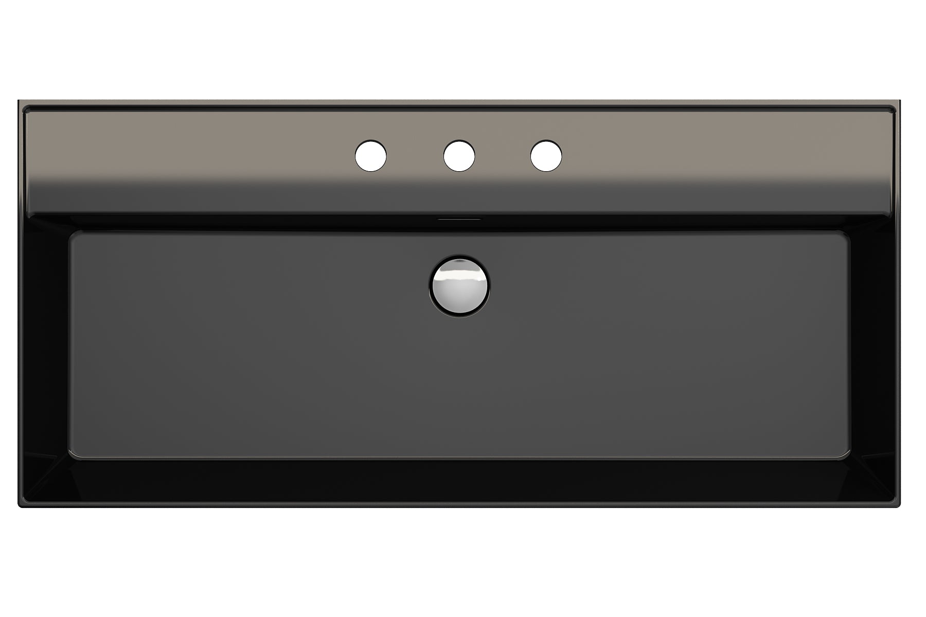 BOCCHI Milano 40" Rectangle Wallmount Fireclay Bathroom Sink, Black, 3 Faucet Hole, 1378-005-0127