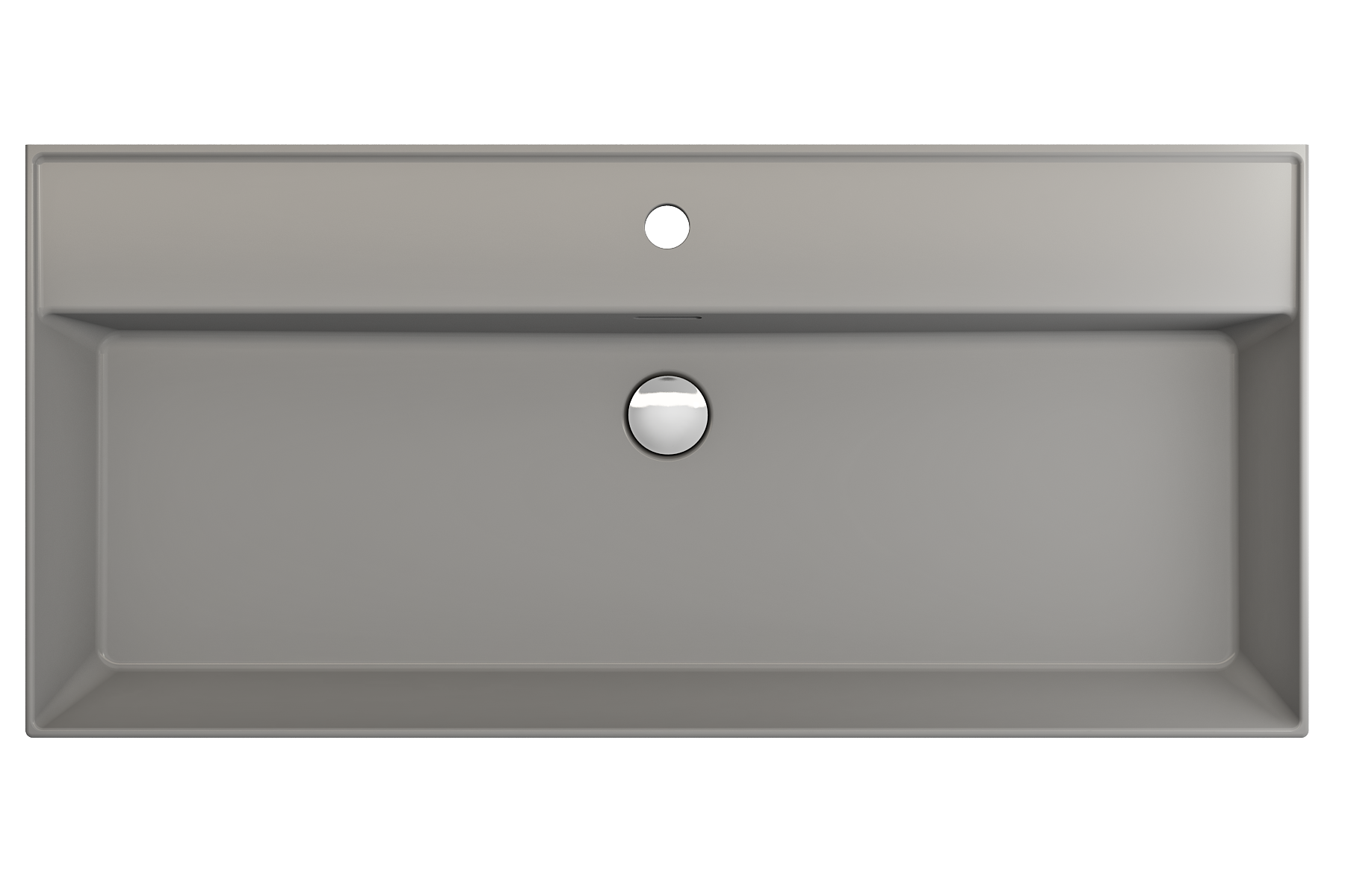 BOCCHI Milano 40" Rectangle Wallmount Fireclay Bathroom Sink, Matte Gray, Single Faucet Hole, 1378-006-0126