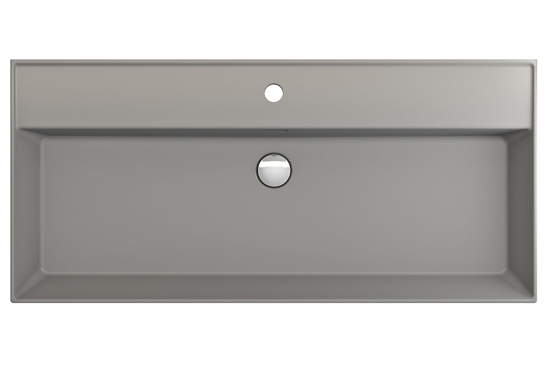 BOCCHI Milano 40" Rectangle Wallmount Fireclay Bathroom Sink, Matte Gray, Single Faucet Hole, 1378-006-0126