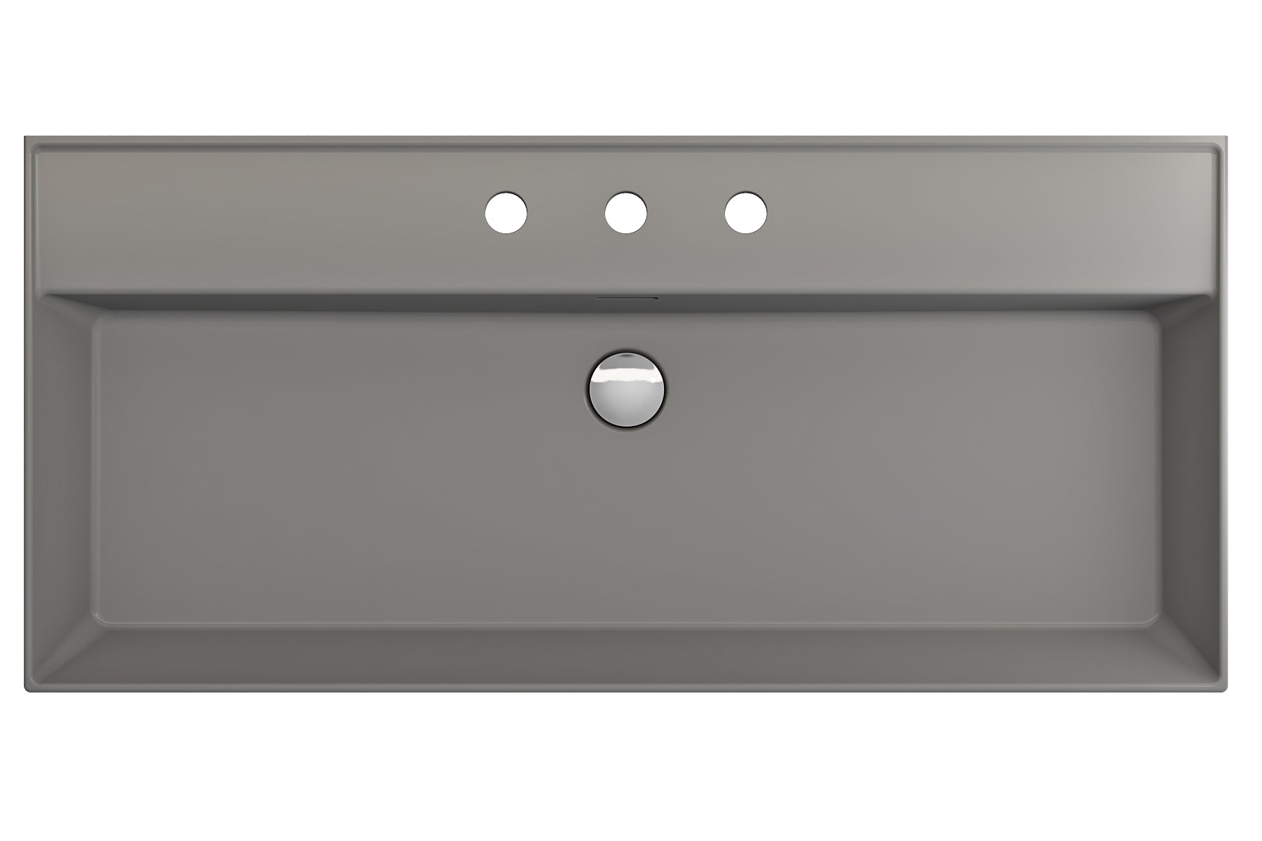 BOCCHI Milano 40" Rectangle Wallmount Fireclay Bathroom Sink, Matte Gray, 3 Faucet Hole, 1378-006-0127