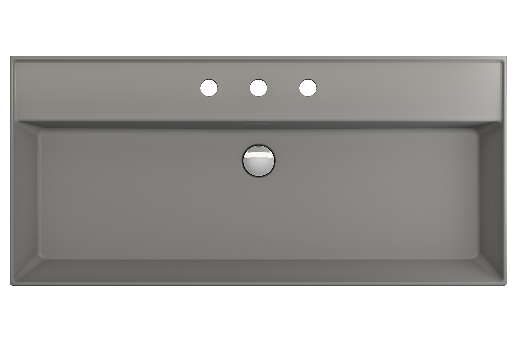 BOCCHI Milano 40" Rectangle Wallmount Fireclay Bathroom Sink, Matte Gray, 3 Faucet Hole, 1378-006-0127