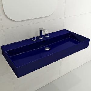 Alternate Image for BOCCHI Milano 40" Rectangle Wallmount Fireclay Bathroom Sink, Sapphire Blue, 3 Faucet Hole, 1378-010-0127