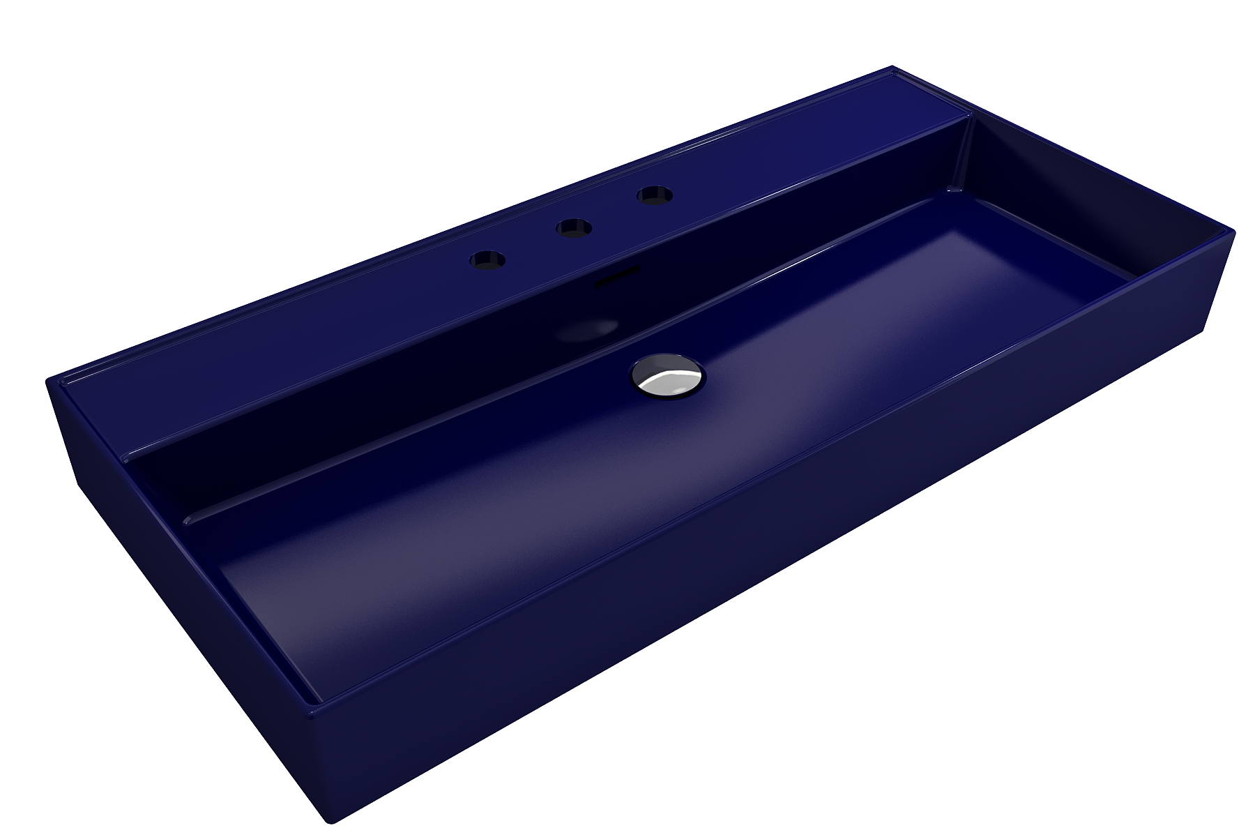 BOCCHI Milano 40" Rectangle Wallmount Fireclay Bathroom Sink, Sapphire Blue, 3 Faucet Hole, 1378-010-0127