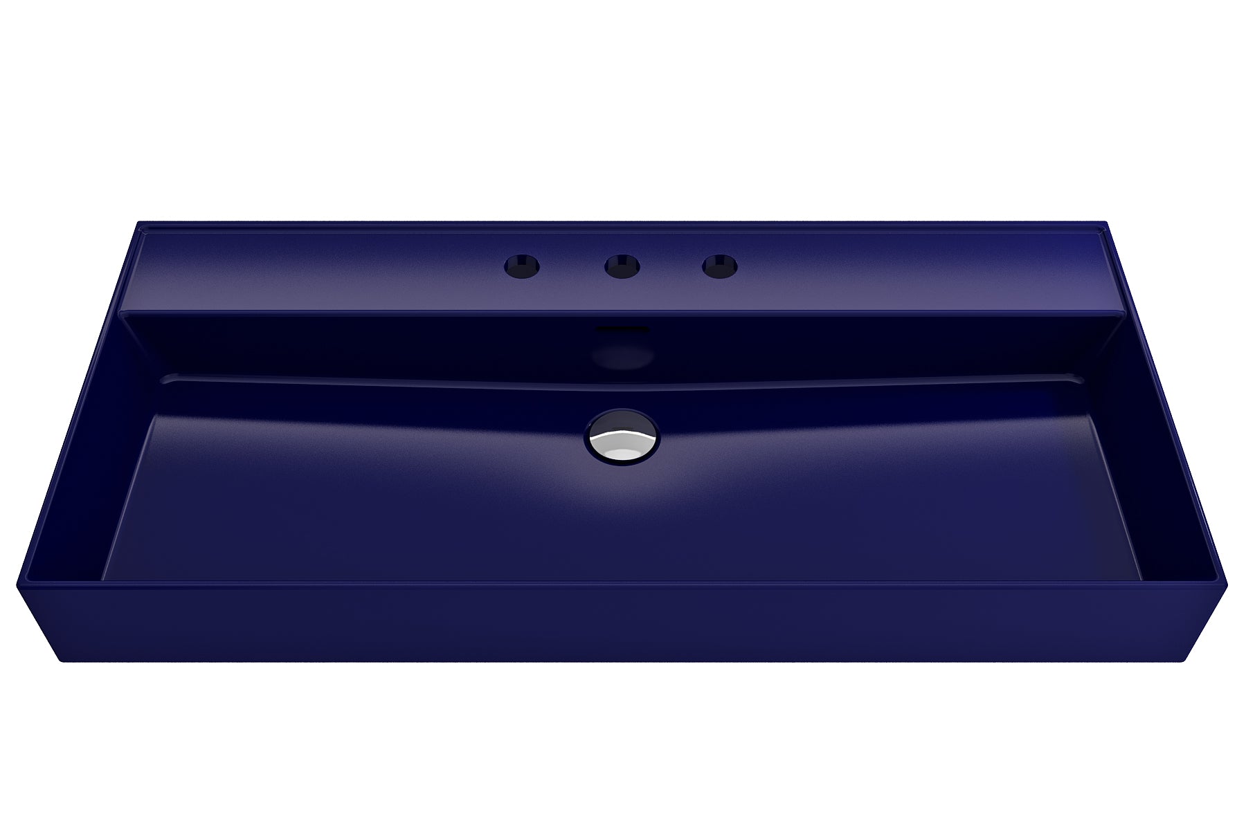 BOCCHI Milano 40" Rectangle Wallmount Fireclay Bathroom Sink, Sapphire Blue, 3 Faucet Hole, 1378-010-0127