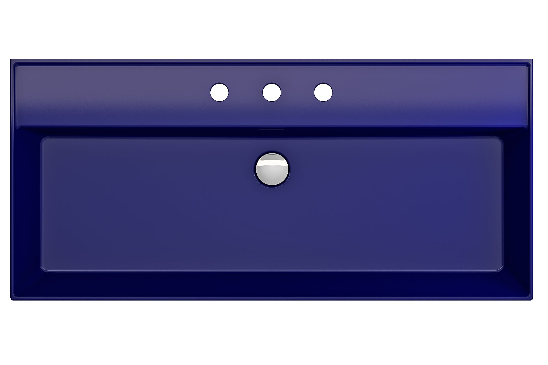 BOCCHI Milano 40" Rectangle Wallmount Fireclay Bathroom Sink, Sapphire Blue, 3 Faucet Hole, 1378-010-0127