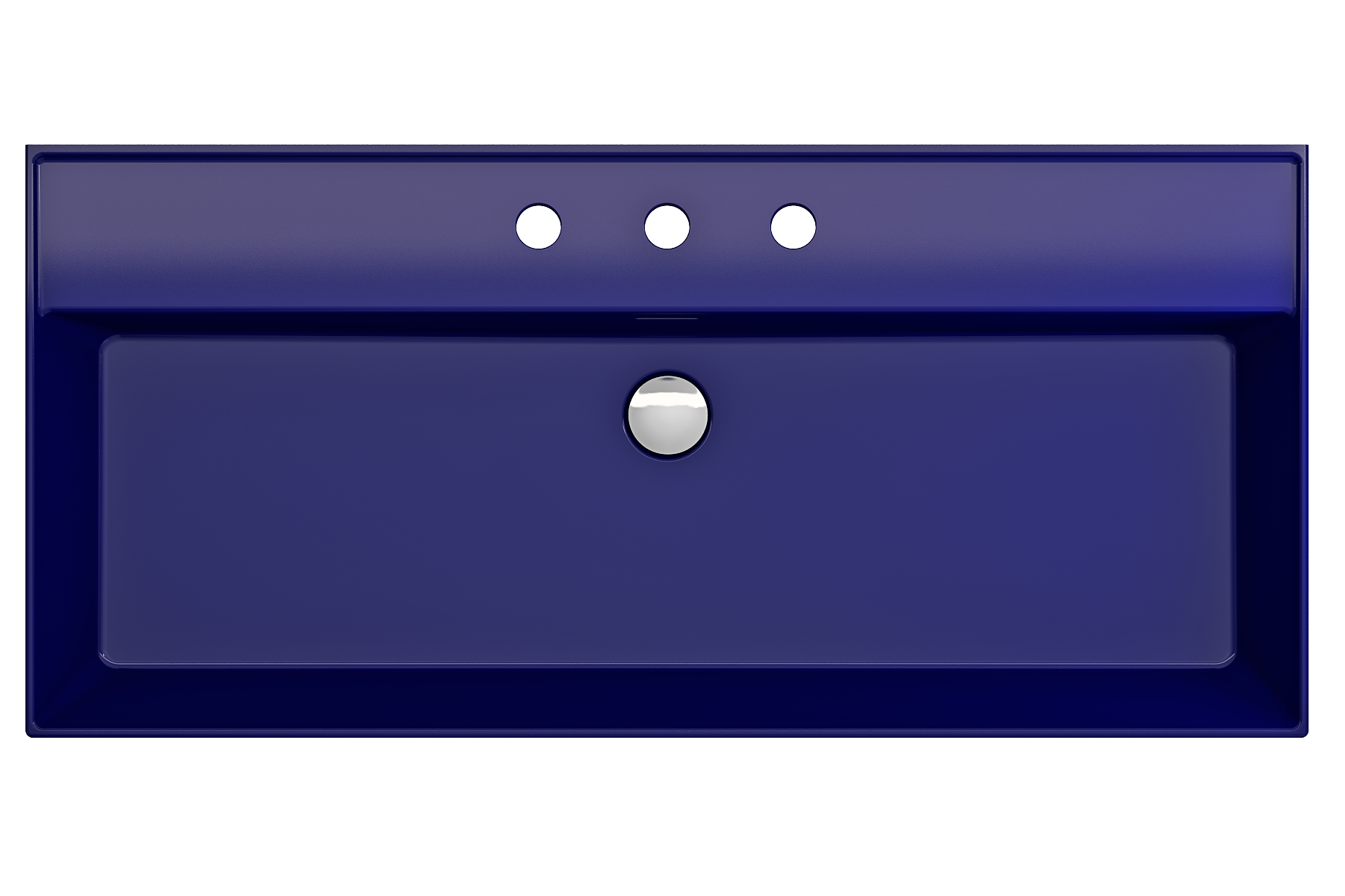 BOCCHI Milano 40" Rectangle Wallmount Fireclay Bathroom Sink, Sapphire Blue, 3 Faucet Hole, 1378-010-0127