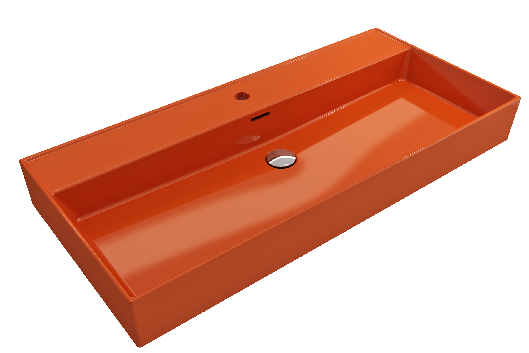 BOCCHI Milano 40" Rectangle Wallmount Fireclay Bathroom Sink, Orange, Single Faucet Hole, 1378-012-0126