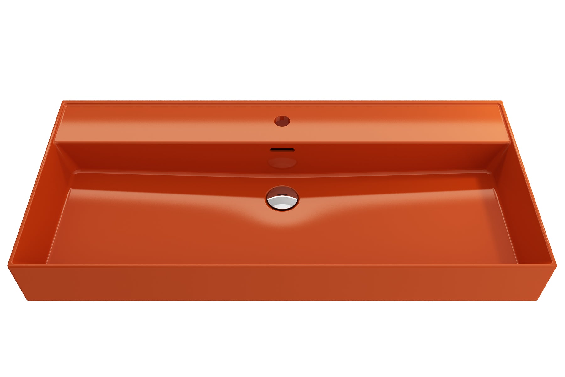 BOCCHI Milano 40" Rectangle Wallmount Fireclay Bathroom Sink, Orange, Single Faucet Hole, 1378-012-0126