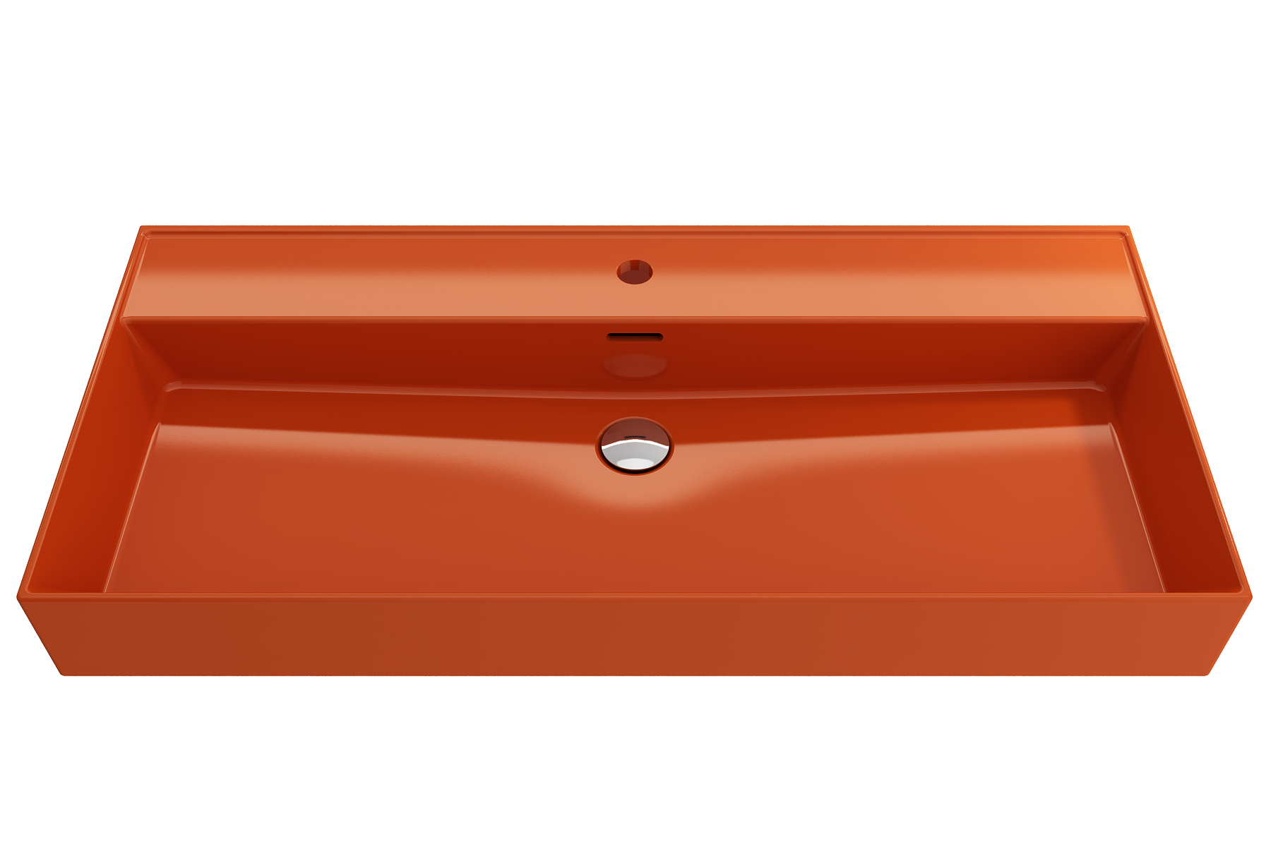 BOCCHI Milano 40" Rectangle Wallmount Fireclay Bathroom Sink, Orange, Single Faucet Hole, 1378-012-0126