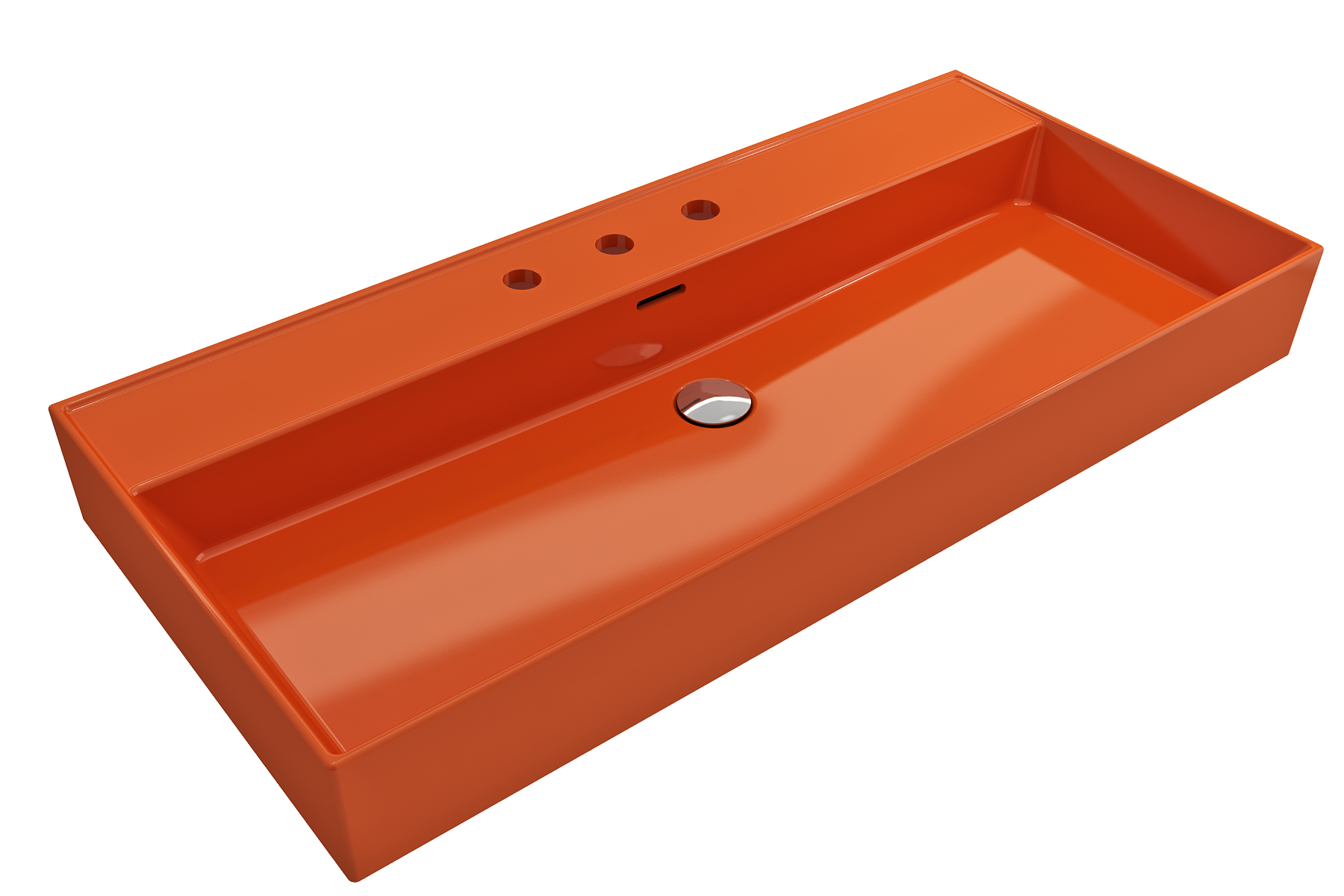 BOCCHI Milano 40" Rectangle Wallmount Fireclay Bathroom Sink, Orange, 3 Faucet Hole, 1378-012-0127