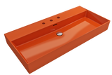 BOCCHI Milano 40" Rectangle Wallmount Fireclay Bathroom Sink, Orange, 3 Faucet Hole, 1378-012-0127