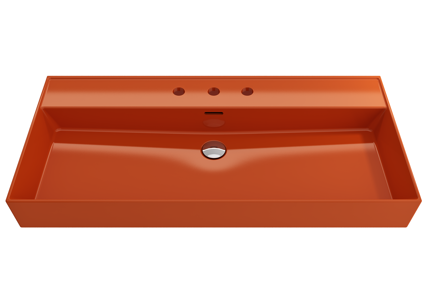 BOCCHI Milano 40" Rectangle Wallmount Fireclay Bathroom Sink, Orange, 3 Faucet Hole, 1378-012-0127