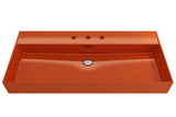 BOCCHI Milano 40" Rectangle Wallmount Fireclay Bathroom Sink, Orange, 3 Faucet Hole, 1378-012-0127