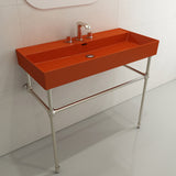 BOCCHI Milano 40" Rectangle Wallmount Fireclay Bathroom Sink, Orange, 3 Faucet Hole, 1378-012-0127