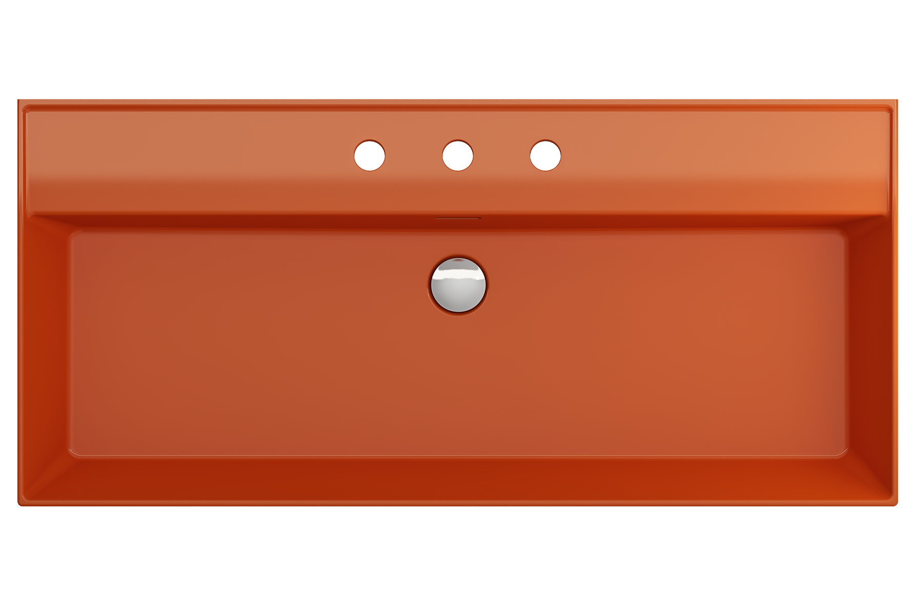 BOCCHI Milano 40" Rectangle Wallmount Fireclay Bathroom Sink, Orange, 3 Faucet Hole, 1378-012-0127