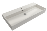 BOCCHI Milano 40" Rectangle Wallmount Fireclay Bathroom Sink, Biscuit, Single Faucet Hole, 1378-014-0126