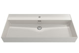 BOCCHI Milano 40" Rectangle Wallmount Fireclay Bathroom Sink, Biscuit, Single Faucet Hole, 1378-014-0126