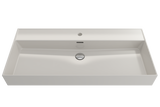 BOCCHI Milano 40" Rectangle Wallmount Fireclay Bathroom Sink, Biscuit, Single Faucet Hole, 1378-014-0126