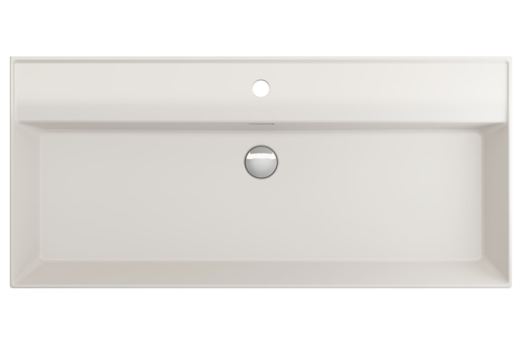 BOCCHI Milano 40" Rectangle Wallmount Fireclay Bathroom Sink, Biscuit, Single Faucet Hole, 1378-014-0126