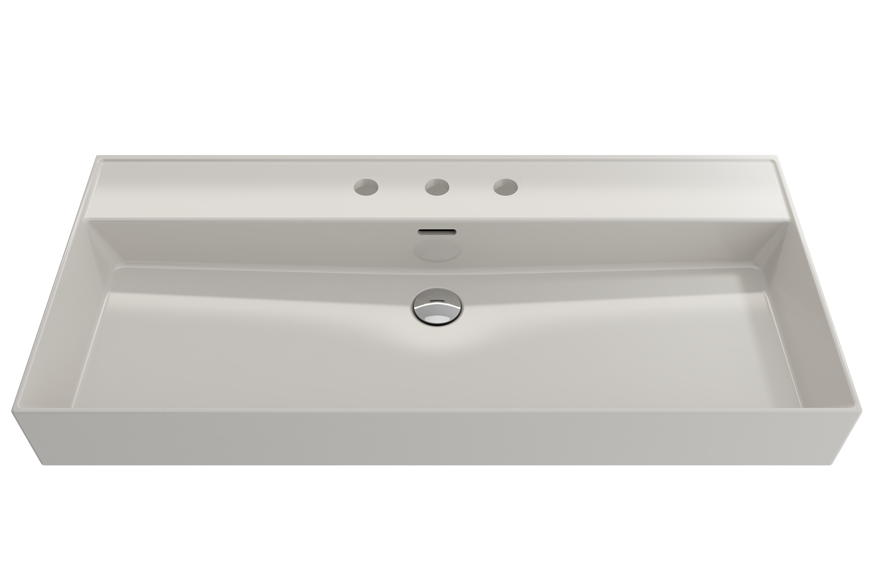 BOCCHI Milano 40" Rectangle Wallmount Fireclay Bathroom Sink, Biscuit, 3 Faucet Hole, 1378-014-0127