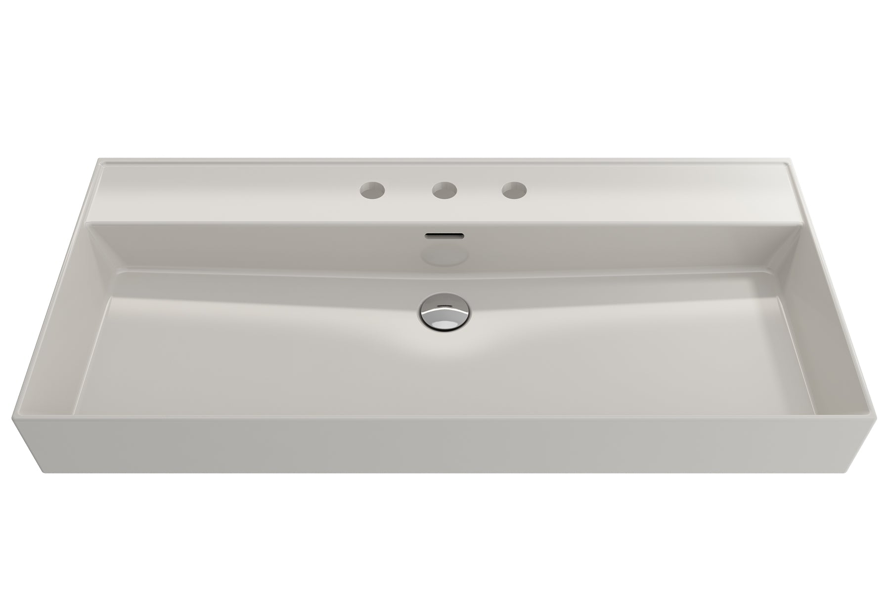 BOCCHI Milano 40" Rectangle Wallmount Fireclay Bathroom Sink, Biscuit, 3 Faucet Hole, 1378-014-0127