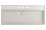 BOCCHI Milano 40" Rectangle Wallmount Fireclay Bathroom Sink, Biscuit, 3 Faucet Hole, 1378-014-0127