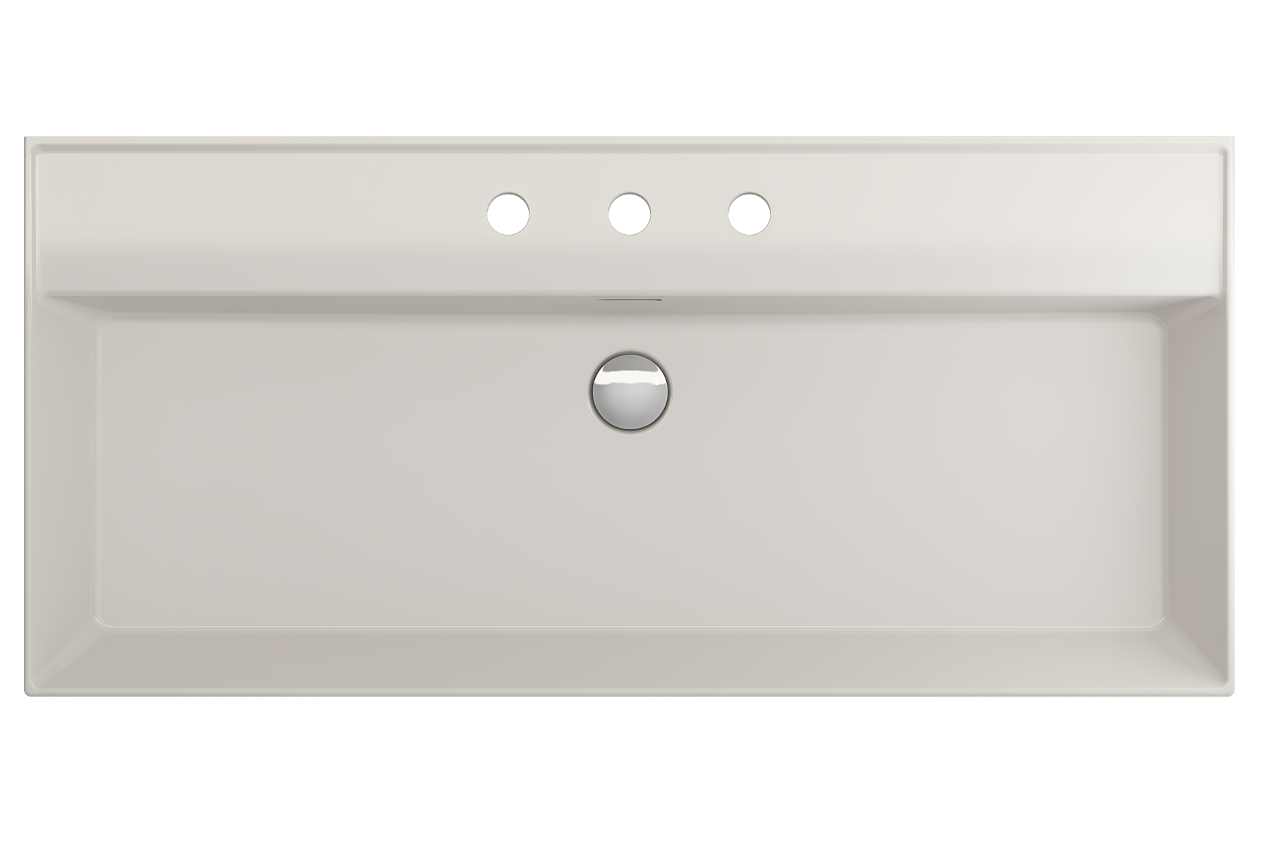 BOCCHI Milano 40" Rectangle Wallmount Fireclay Bathroom Sink, Biscuit, 3 Faucet Hole, 1378-014-0127