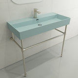BOCCHI Milano 40" Rectangle Wallmount Fireclay Bathroom Sink, Matte Ice Blue, Single Faucet Hole, 1378-029-0126