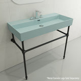 BOCCHI Milano 40" Rectangle Wallmount Fireclay Bathroom Sink, Matte Ice Blue, 3 Faucet Hole, 1378-029-0127