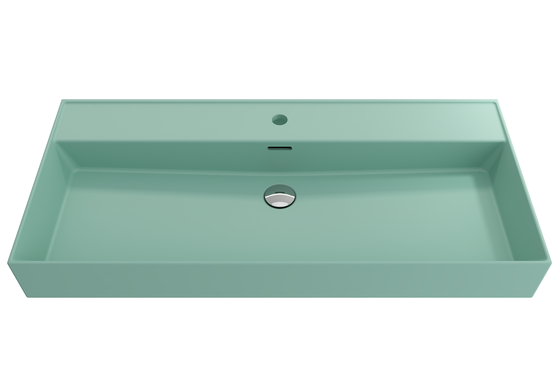 BOCCHI Milano 40" Rectangle Wallmount Fireclay Bathroom Sink, Matte Mint Green, Single Faucet Hole, 1378-033-0126