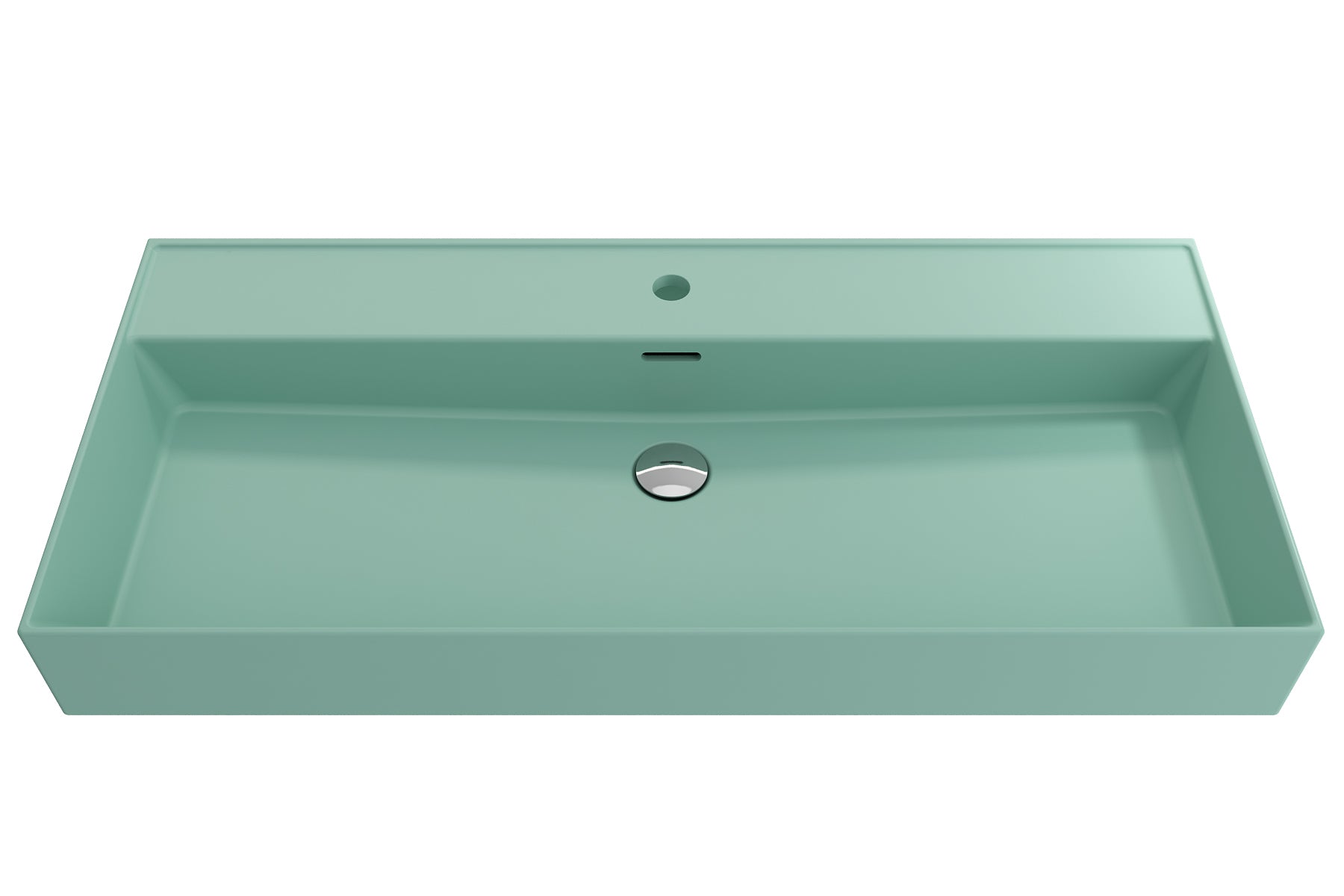 BOCCHI Milano 40" Rectangle Wallmount Fireclay Bathroom Sink, Matte Mint Green, Single Faucet Hole, 1378-033-0126