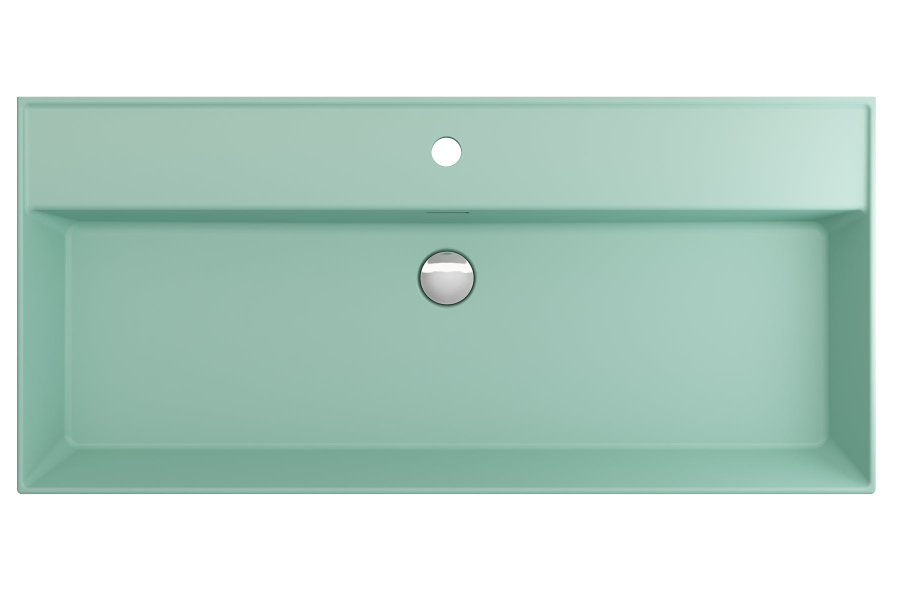 BOCCHI Milano 40" Rectangle Wallmount Fireclay Bathroom Sink, Matte Mint Green, Single Faucet Hole, 1378-033-0126