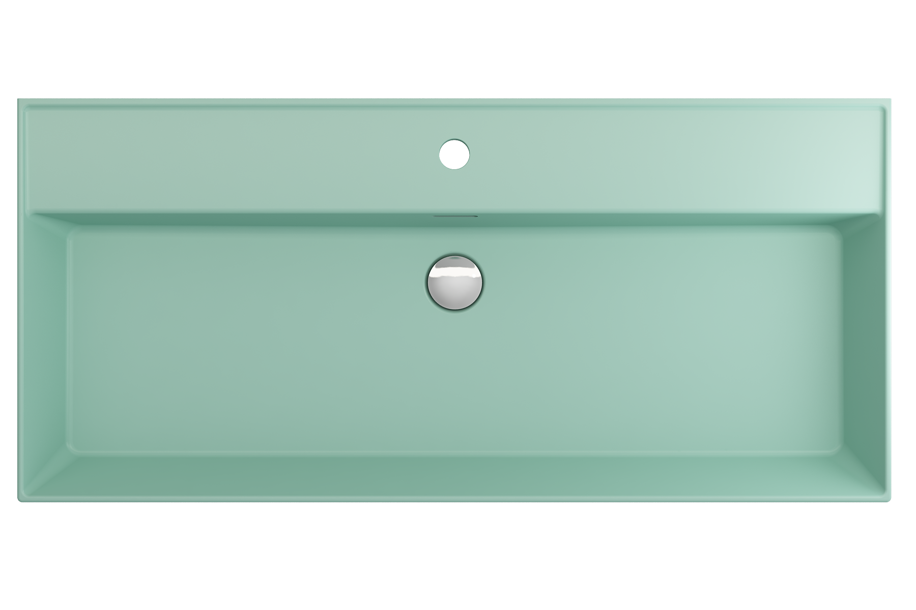 BOCCHI Milano 40" Rectangle Wallmount Fireclay Bathroom Sink, Matte Mint Green, Single Faucet Hole, 1378-033-0126