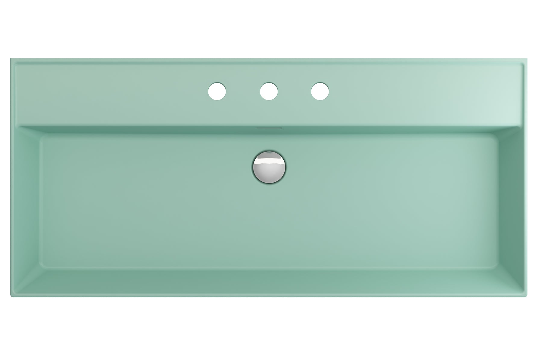 BOCCHI Milano 40" Rectangle Wallmount Fireclay Bathroom Sink, Matte Mint Green, 3 Faucet Hole, 1378-033-0127