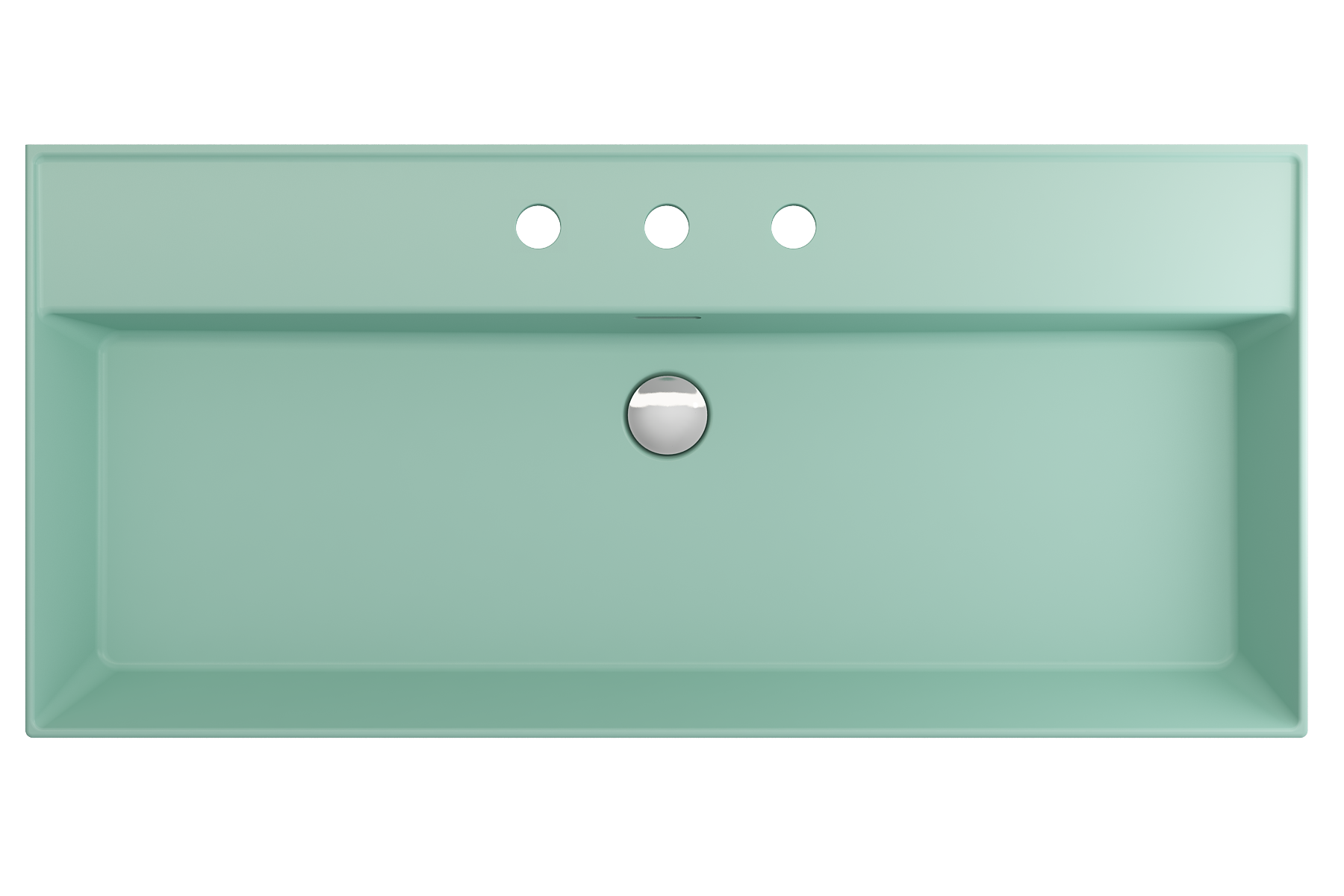 BOCCHI Milano 40" Rectangle Wallmount Fireclay Bathroom Sink, Matte Mint Green, 3 Faucet Hole, 1378-033-0127