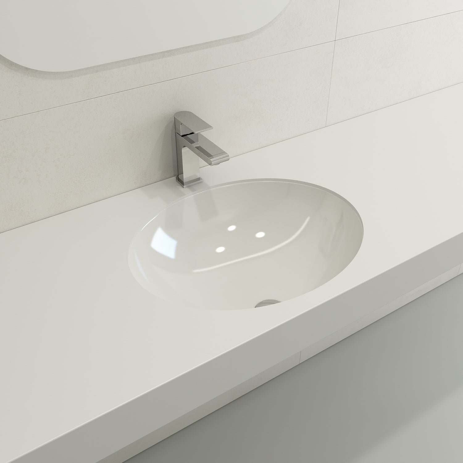 BOCCHI Parma 22" Oval Undermount Fireclay Bathroom Sink, White, 1384-001-0125
