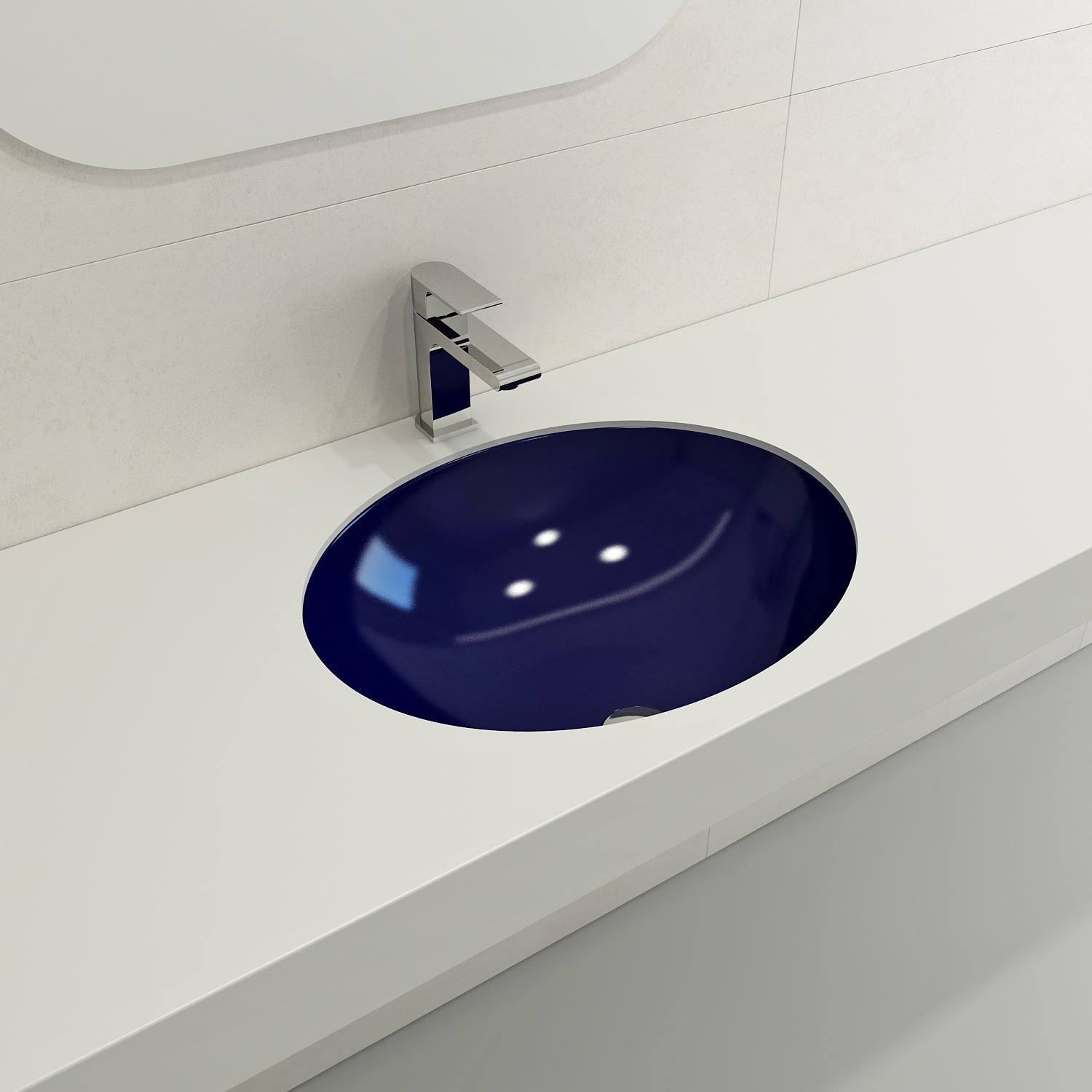 BOCCHI Parma 22" Oval Undermount Fireclay Bathroom Sink, Sapphire Blue, 1384-010-0125