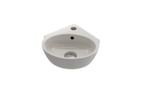BOCCHI Milano 13" Oval Corner Fireclay Bathroom Sink, Biscuit, Single Faucet Hole, 1392-014-0126