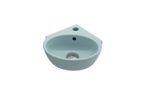 BOCCHI Milano 13" Oval Corner Fireclay Bathroom Sink, Matte Ice Blue, Single Faucet Hole, 1392-029-0126