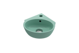 BOCCHI Milano 13" Oval Corner Fireclay Bathroom Sink, Matte Mint Green, Single Faucet Hole, 1392-033-0126