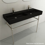 BOCCHI Milano 48" Rectangle Wallmount Fireclay Bathroom Sink, Double Basin, Matte Black, Single Faucet Hole, 1393-004-0132