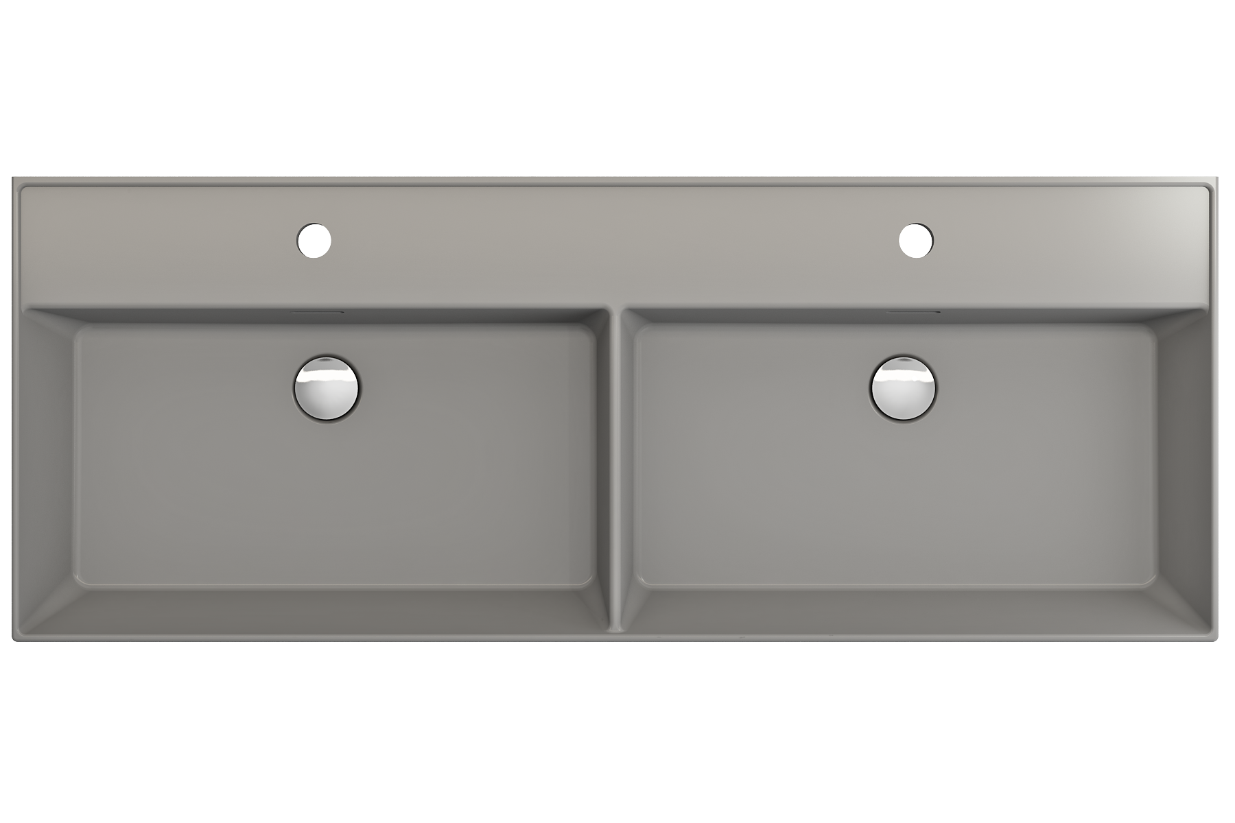 BOCCHI Milano 48" Rectangle Wallmount Fireclay Bathroom Sink, Double Basin, Matte Gray, Single Faucet Hole, 1393-006-0132