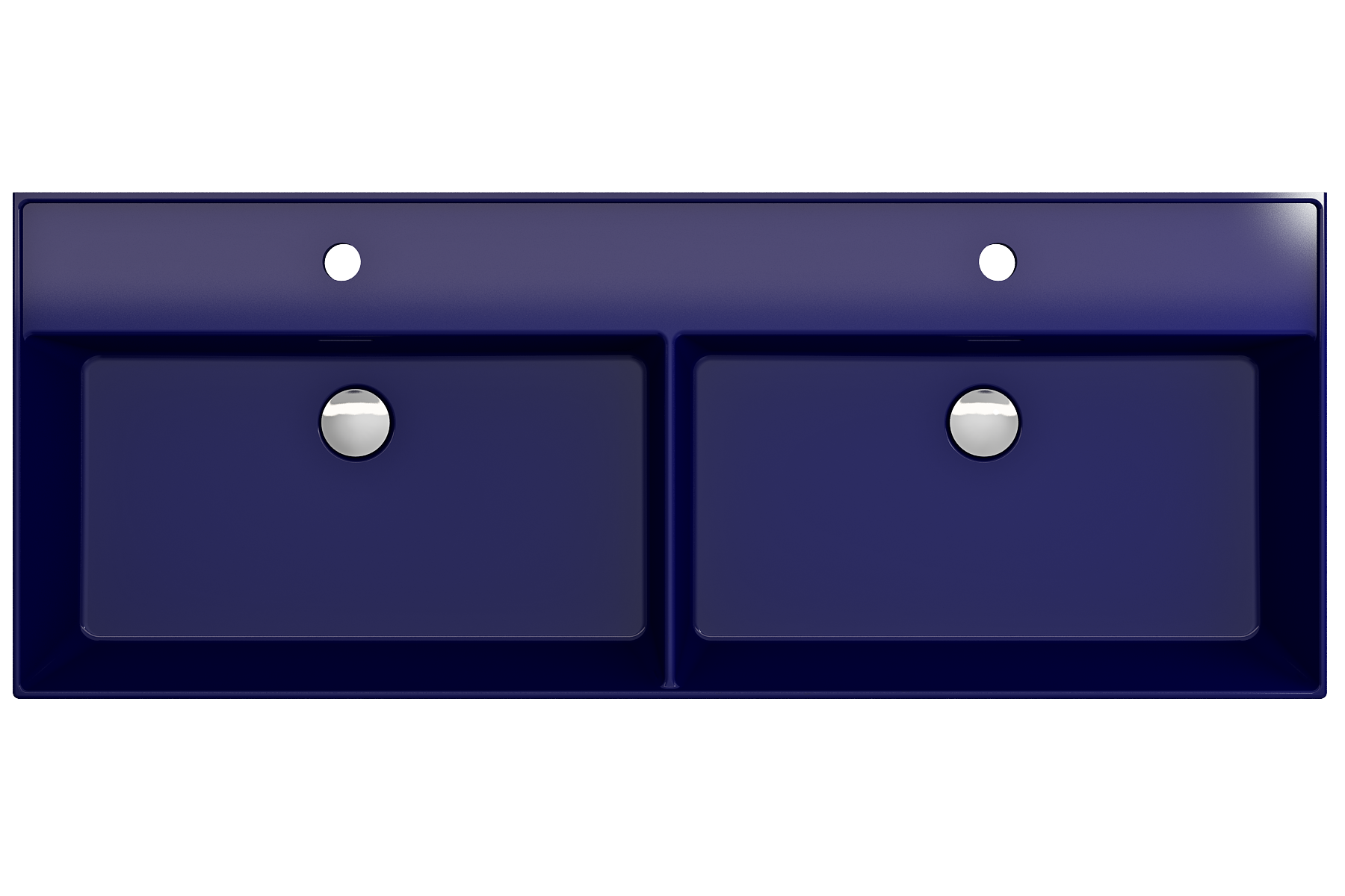 BOCCHI Milano 48" Rectangle Wallmount Fireclay Bathroom Sink, Double Basin, Sapphire Blue, Single Faucet Hole, 1393-010-0132
