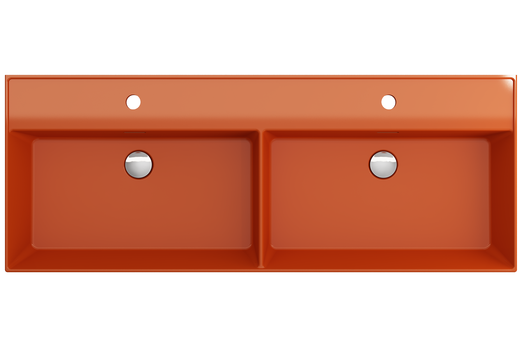 BOCCHI Milano 48" Rectangle Wallmount Fireclay Bathroom Sink, Double Basin, Orange, Single Faucet Hole, 1393-012-0132